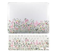 Laptop Cover Case Compatible with New MacBook Air 13.6 inch M2 Chip Model A2681 with Liquid Retina Display and Touch ID Released in 2022, Protective Hard Shell Case & Keyboard Cover, Pink Butterfly