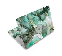 Laptop Decal Sticker Skin Cover, 11.6”12" 13" 13.3" 14" 15" 15.4" 15.6 inch Laptop Netbook Vinyl Skin Sticker Cover Art Notebook PC Reusable Protector (2 Wrist Pad Included), Green Marble