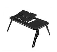 Laptop Desk,Foldable Sofa Breakfast Tray Folding Bed Table Adjustable Laptop Table Portable Standing Computer Table Cooling Desk with USB Double Fans for Studying Reading Black,56.1×31.7×25.5cm