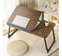 Laptop Desk for Bed, Adjustable Laptop Stand with 5 Adjustable Angles, Portable Lap Tray Table with Cup Holder, Laptop Bed Desk Tray for Eating Working Writing Reading (Brown)