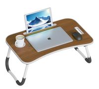 Laptop Desk, Laptop Bed Table with Foldable Legs & Cup Slot, Reading Holder Notebook Stand Breakfast Bed Tray Book Holder for Sofa, Terrace, Balcony