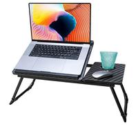 Laptop Desk, Laptop Bed Table with Foldable Legs & Cup Slot, Reading Holder Notebook Stand Breakfast Bed Tray Book Holder for Sofa, Bed, Terrace, Balcony (Black-2)