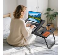 Laptop Desk Portable Laptop Bed Table with Foldable Legs & Cup Slot, Reading Book Holder Notebook Stand with Adjustable Height Angle, Lap top Bed Tray for Bed Sofa Breakfast Work Study Reading (Black)