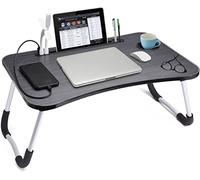 Laptop Desk & Stand, Folding Bed Table For Working From Home and Studying, Small Portable & Foldable Lap Trays With Tablet and Cup Holder, Overbed Adjustable Desks & Tables For Eating and Working