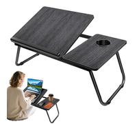 Laptop Desk with Foldable Legs & Cup Slot, Reading Holder, 5-Level Adjustable Height Laptop Bed Table, Portable Lap Desk Tray Notebook Stand Breakfast Bed Tray Book Holder for Sofa,Terrace, Balcony