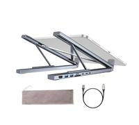 Laptop Dock Stand - 8 in 1 USB C Hub Computer Holder - 5Gbps Data Transfer Foldable Laptop Riser with USB Ports | for Desk Travel Office Home Game Work Study