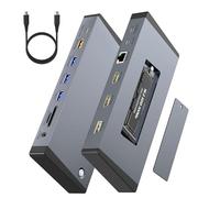 Laptop Docking Station 3 Monitors for Dell/HP/Lenovo/Mac, 15 in 1 USB C Dual Docking Station Monitor with M.2 NVMe SSD Slot, 4K@60Hz Triple Display Dock with HDMI