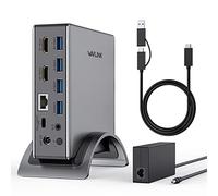 Laptop Docking Station, USB 3.0 Universal Docking Station for Windows/Mac to Dual Monitor with 130W PD Charger, Dual HDMI, 4* USB 3.0, Etherne and Audio