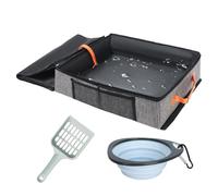 Laptop Flag for Cats - Travel Tray with Rigid Bottom - Waterproof Folding Sanitary with Lid and Handle - for Car Travel Airplane Hotel