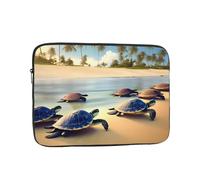 Laptop Handbag, Minimalist Style Turtles On The Beach Print Design Lightweight Portable For Daily Commute Work, Black, 13 inch