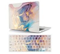 Laptop Hard Shell Case Compatible with MacBook Air 13.6 inch 2022 Release Model A2681 M2, Color Printing Plastic Protective Hard Shell Case Cover & Keyboard Cover, pink-blue marble
