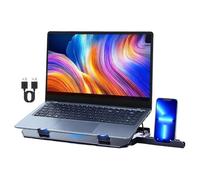 Laptop Kühlpad - 36 x 26 Cm Abs Aluminium | Notebook Kühler Basis Leise | Einstellbarer Lüfterständer Mit Handyhalter | Gamings Office Für Büro Arbeit Reise Zuhause