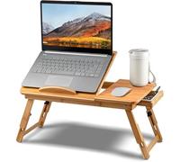 Laptop Notebook Bamboo Table - Foldable, Adjustable Portable Multi-Functional Desk, Serving Tray & Bed Table - 50cm (W) x 30cm (D)