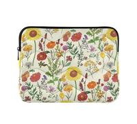 Laptop Padded Sleeve Decorative Cute Laptop Cases Womens Computer Accessories for Computer Air 13 Inch Case Universal Retro Wildflowers Botanical Yellow Medium