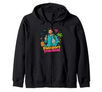 Laptop Passport Freedom Digital Nomad Travel Design Zip Hoodie