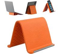 Laptop Phone iPad Silicone Holder Stand for Desk Bed Foldable Adjustable Flexible Portable Monitor Stand Anti-Slip Desktop Mount Portable Ergonomic Holder | Bendable Freely into Any Shape (Orange)