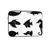 Laptop Protective Sleeve, Durable Shockproof Protective Computer Portable Bag Suitable for MacBook, hp, asus/dell, Lenovo, acer and Other Laptop Inner Sleeves Black and White Fish