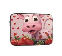 Laptop Protective Sleeve, Durable Shockproof Protective Computer Portable Bag Suitable for MacBook, hp, asus/dell, Lenovo, acer and Other Laptop Inner Sleeves Pink Cow with Strawberries