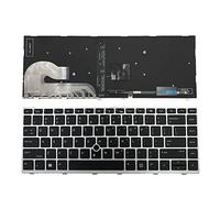 Laptop Replacement US Layout with Backlit with Pointer Keyboard for HP EliteBook 840 G5 846 G5 745 G5 US Silver Frame