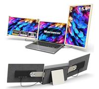 Laptop Screen Extender, 15.6" FHD 1080P IPS Triple Portable Monitor for Laptop, 2 Detachable Laptop Monitor Extender with 120% sRGB, Comes with Hub USB HDMI, Plug-Play for Mac, Wins, Chrome, Android