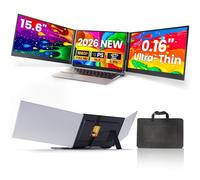 Laptop Screen Extender, 15.6 Inch Ultra Light Slim Triple Laptop Monitor with 1080P IPS Screen, Dual USB-C/HDMI Cables Plug-Play for Mac/Win/Android