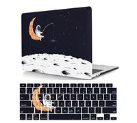Laptop Shell Case Compatible with MacBook Air 13 inch Case 2017 2016 2015 2014 2013 2012 2011 2010 Release A1466 A1369, Plastic Hard Shell Laptop Cover & Keyboard Cover - Moon and astronaut
