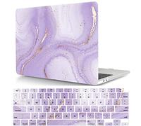 Laptop Shell Case Compatible with New MacBook Air 13.6 inch Case 2022 Release M2 A2681 with Retina Display Touch ID, Smooth Plastic Hard Shell Laptop Cover & Keyboard Cover - Purple sequin marble