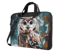 Laptop Shoulder Bag For Men Women,Waterproof Briefcase Messenger Bag Animal Cute Owl Laptop Sleeve Bag W/Strap Handle, Black, 14 inch