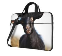Laptop Shoulder Bag For Men Women,Waterproof Briefcase Messenger Bag Cute Black Goat Animal Laptop Sleeve Bag W/Strap Handle, Black, 13 inch