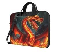 Laptop Shoulder Bag For Men Women,Waterproof Briefcase Messenger Bag Dragon King In Fire Laptop Sleeve Bag W/Strap Handle, Black, 13 inch