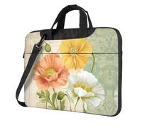 Laptop Shoulder Bag,Pastel Poppies Laptop Case Laptop Briefcase For The Business Travel Commuter And Laptop Protection, Black, 14 inch
