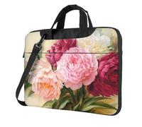 Laptop Shoulder Bag,Peony Flowers Blossom Laptop Case Laptop Briefcase For The Business Travel Commuter And Laptop Protection, Black, 14 inch