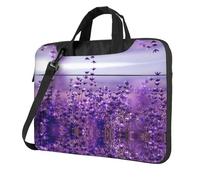 Laptop Shoulder Bag,Purple Floral Nursery Laptop Case Laptop Briefcase For The Business Travel Commuter And Laptop Protection, Black, 13 inch
