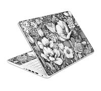 Laptop Skin Decal HP 14" - Black White Botanical, Laptop Cover Sticker, No Cutting Required, No Bubble, Waterproof, Scratch Resistant - Including Wide Screen and Wrist Pad