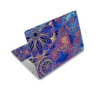 Laptop Skin Sticker Decal,12" 13" 13.3" 14" 15" 15.4" 15.6 inch Laptop Vinyl Skin Sticker Cover Art Protector Notebook PC (Free 2 Wrist Pad Included), Decorative Waterproof Removable, Blue Mandala