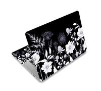 Laptop Skin Sticker Decal,12" 13" 13.3" 14" 15" 15.4" 15.6 inch Laptop Vinyl Skin Sticker Cover Art Protector Notebook PC (2 Wrist Pad Skins Included), Waterproof Removable, Black White Flower