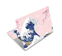 Laptop Skin Sticker Decal,12" 13" 13.3" 14" 15" 15.4" 15.6 inch Laptop Vinyl Skin Sticker Cover Art Protector Notebook PC (2 Wrist Pad Skins Included), Decorative Waterproof Removable, Pink Sea Wave