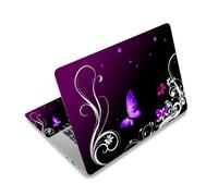 Laptop Skin Sticker Decal,12" 13" 13.3" 14" 15" 15.4" 15.6 inch Laptop Vinyl Skin Sticker Cover Art Protector Notebook PC (Free 2 Wrist Pad Included), Decorative Waterproof Removable, Purple Butterfly