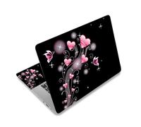 Laptop Skin Sticker Decal,12" 13" 13.3" 14" 15" 15.4" 15.6 inch Laptop Vinyl Skin Sticker Cover Art Protector Notebook PC (Free 2 Wrist Pad Included), Decorative Waterproof Removable, Pink Hearts
