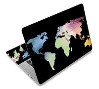 Laptop Skin Sticker Decal, 12" 13" 14" 15" Inch Laptop Cover Art Protector - 2 Wrist Pad Skins Included, Decorative Removable, Colorful Map