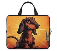 Laptop Sleeve 10inch Computer Carrying Bag Dachshund Looking at Plate Laptop Case Slim Protective Case Handbag