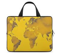 Laptop Sleeve 10inch Computer Carrying Bag Yellow World Map Laptop Case Slim Protective Case Handbag