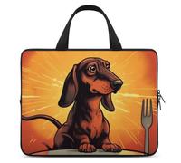 Laptop Sleeve 12inch Computer Carrying Bag Dachshund Looking at Plate Laptop Case Slim Protective Case Handbag