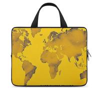 Laptop Sleeve 12inch Computer Carrying Bag Yellow World Map Laptop Case Slim Protective Case Handbag