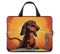 Laptop Sleeve 13inch Computer Carrying Bag Dachshund Looking at Plate Laptop Case Slim Protective Case Handbag