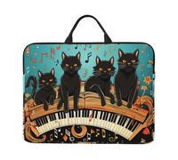Laptop Sleeve 14 inch Computer Carrying Bag Slim Protective Case Four black cats lying on the piano keyboard Laptop Case Briefcase Handbag
