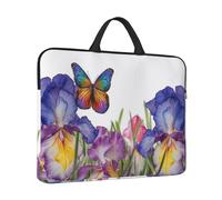 Laptop Sleeve 14 inch Shockproof Laptop Bag Iris Flower Butterfly Computer Bag Water Resistant Computer Carrying Case
