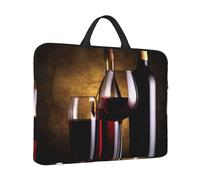 Laptop Sleeve 14 inch Shockproof Laptop Bag Three Wine Bottles and Glass Over Computer Bag Water Resistant Computer Carrying Case