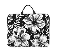 Laptop Sleeve 15.6 inch Computer Carrying Bag Black and white hawaiian flowers Laptop Case Slim Protective Case Handbag