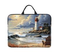 Laptop Sleeve 15.6 inch Computer Carrying Bag Sea Lighthouse Sandbeach Laptop Case Slim Protective Case Handbag